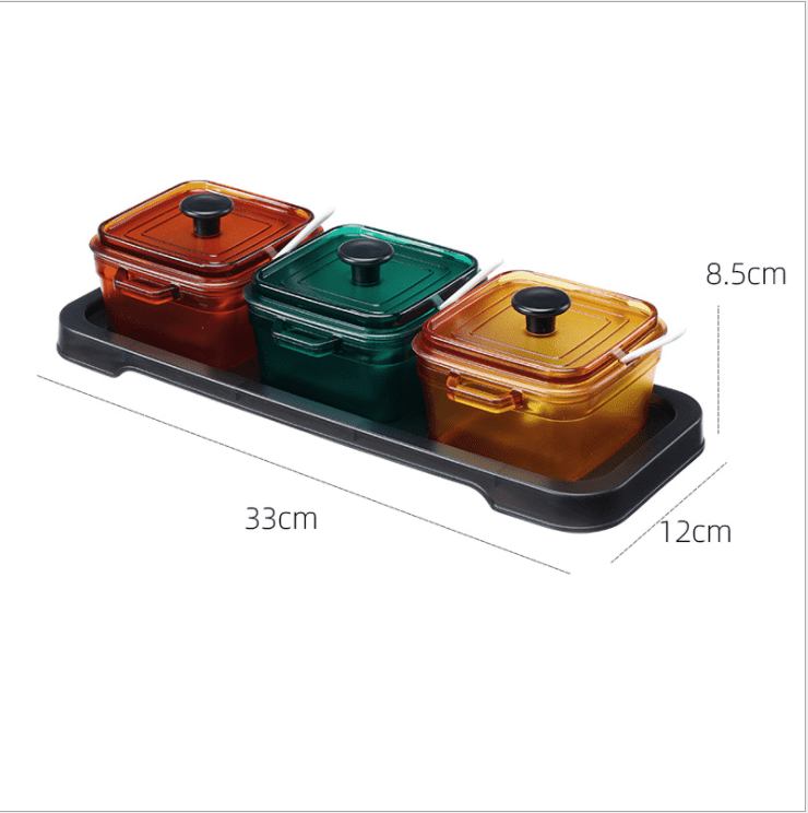 Set of 3 Decorative Condiment Container.